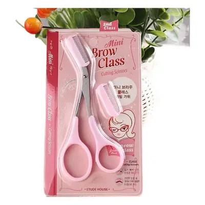 Pink Eyebrow Trimming Scissors with Comb