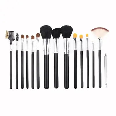 15-Piece PU Brush Set with Horse Hair Handle & PU Bag