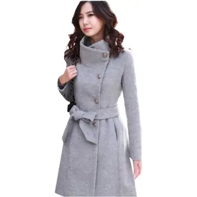 Men's Wool Trench Coat Maroon Mid-Length Winter Coat