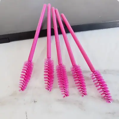 Disposable Pink Eyelash Brushes Set of 10