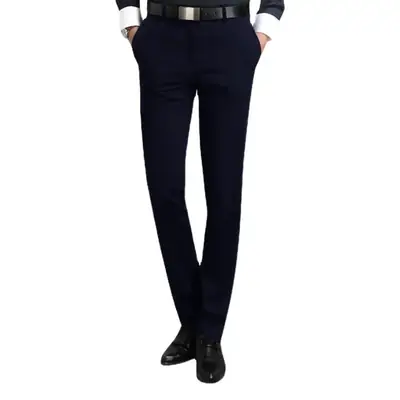 Men's Slim Fit Western Trousers Black Middle Age