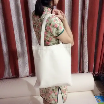 White Canvas One-Shoulder Handbag for Women