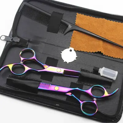 6.0 Inch Color Personalized Hairdressing Scissors Set with Bag & Maintenance Oil