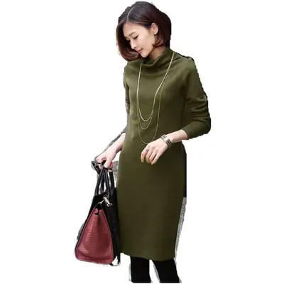 2022 Winter Green Knitted Plus Size Dress