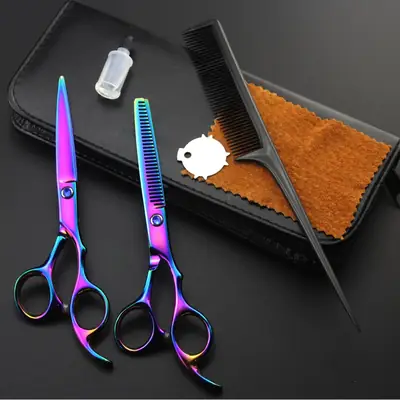 6.0-inch Purple Hair Scissors Set with Bag & Maintenance Oil