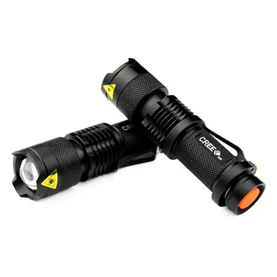 Mini LED Flashlight for Outdoor Use, Aluminum Alloy, Black, 12W