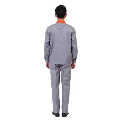 Men's Navy Blue Red Collar Work Shirt with Red Pockets