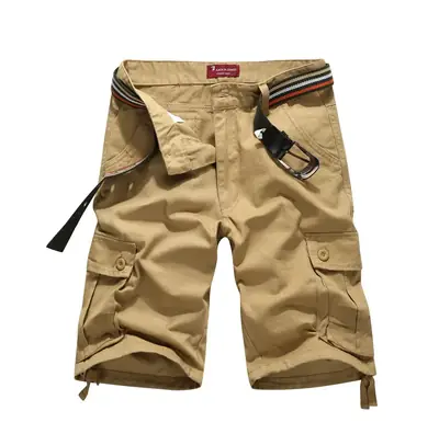 Men's Multi-Pocket Mid-Length Casual Shorts Tan