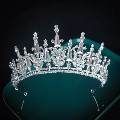 Korean Bridal Crown Tiara Silver Wedding Dress Hair Accessory