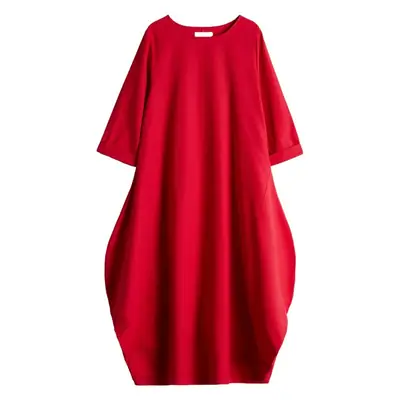 Red Loose Fit Long Skirt Dress for Women