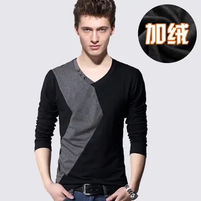 Men's Winter Fleece Long Sleeve T-Shirt Black Grey