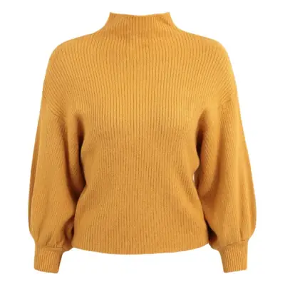 Women Half-Turtleneck Knit Sweater with Lantern Sleeve