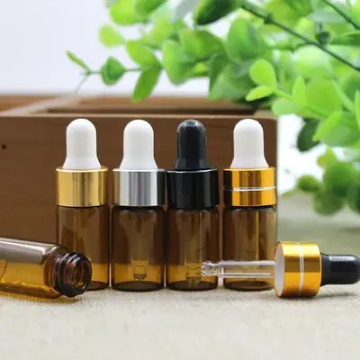 Brown Essential Oil Bottles 3ml Small Glass Cosmetic Packaging