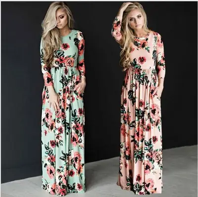 2022 Summer Floral Long Sleeve Dress for Women