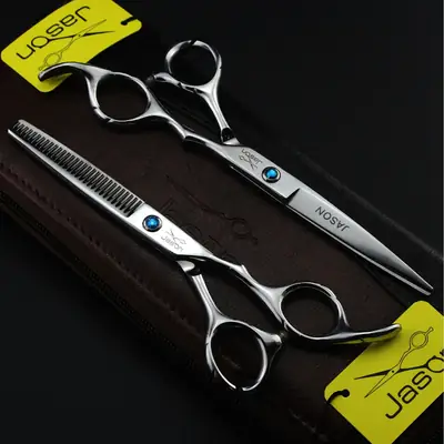 JASON Hair Scissors Set Silver Flat Shears Tooth Shears