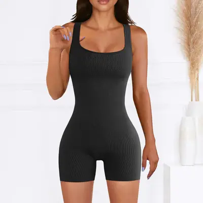 2024 Black Cotton Yoga Shorts Set for Women