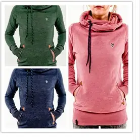 Green Embroidered Hooded Sweatshirt Long Sleeve Pocket