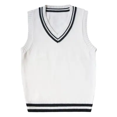 Men Navy Knitted Sleeveless V Neck Vest