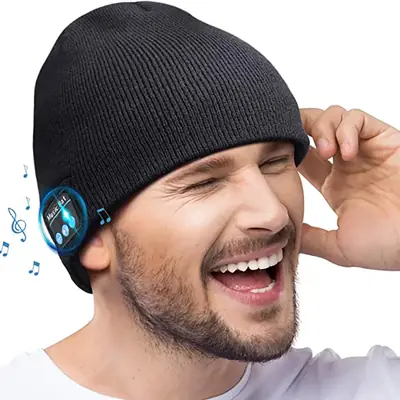 Grey Knitted Bluetooth Music Hat for Men Women
