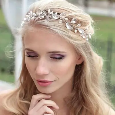 White Korean Style Bridal Hairband for Girls