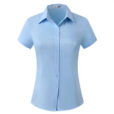 Women's Pink Short Sleeve Korean Style Shirt Large Size