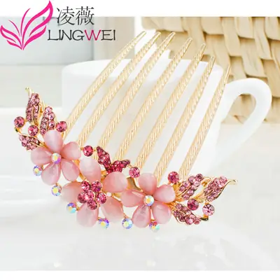Korean Style Diamond Hair Comb with 7 Teeth Vintage Bangs