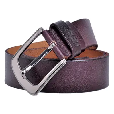 Men's Red Leather Belt with Silver Buckle