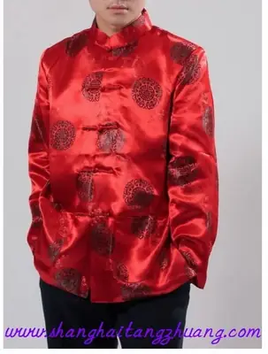 Men's Chinese Tang Coat Workwear Red Gold Pink