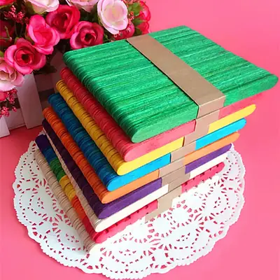 Spliced Wooden Stick Toys 114*10*2 Ice Cream Stick Round Wooden Stick Small Wooden Stick Handmade Splicing Wholesale Creative
