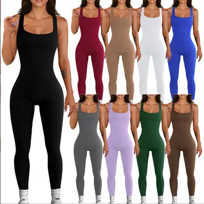 Green Slim Fit Sleeveless V-Neck Jumpsuit for Women