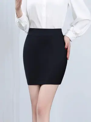 Women's Black Wrap Hip Skirt Large Size Stretch Waist