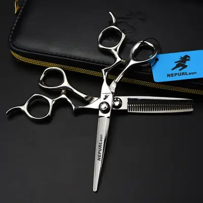 6.0 Inch HE-02 Barber Scissors Silver Chrome