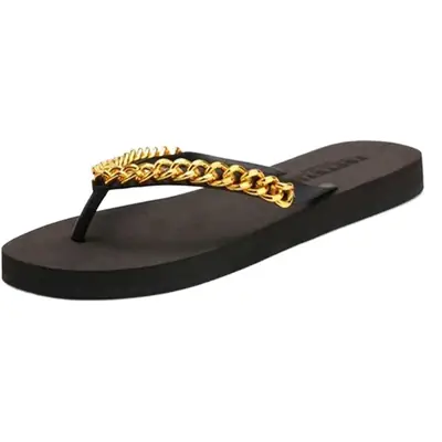 Women Rubber Slippers 2024 Gold Chain Non Slip