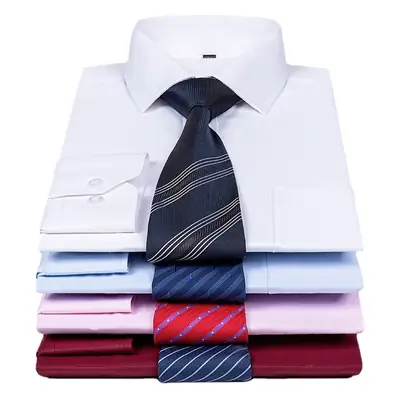 Men's Long Sleeve Business Casual Shirt Solid Color Cotton Slim Fit