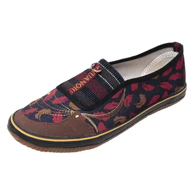 Old Beijing Slip-On Leaf Pattern Shoes for Women
