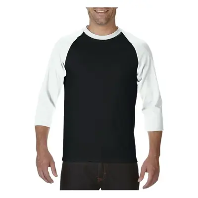 Men's Black White Raglan T-Shirt 3/4 Sleeve