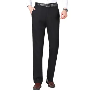 Ice Silk Stretch Men's Pants Black High Waist