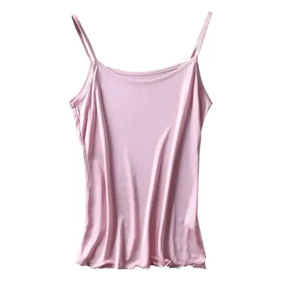 Pink Silk Halter Top with Embroidered Edge