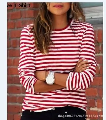 New Striped T-Shirt Red White Long Sleeve