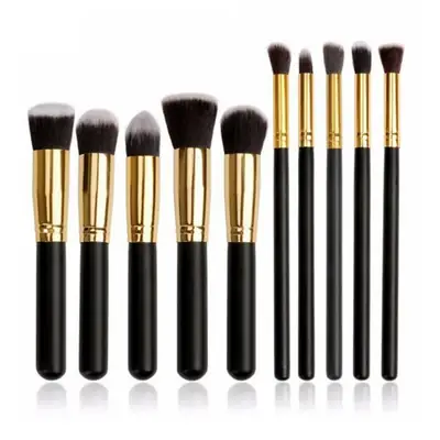 10 Piece Makeup Brush Set Wooden Handle 16mm Normal Use