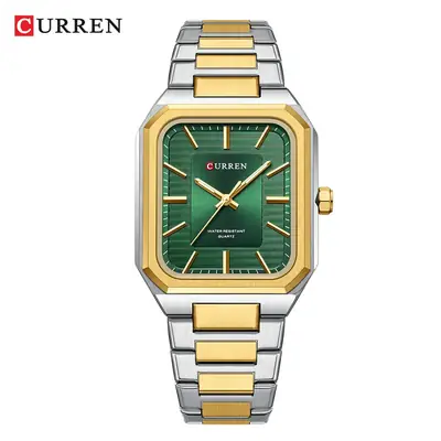 CURREN Men's Gold Silver Quartz Watch with Chain Strap