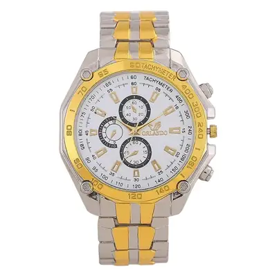 Silver Chronograph Watch with Three Dots & Stainless Steel Band