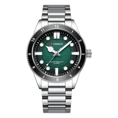 Men's Waterproof Black Steel Watch with Diamond Dial
