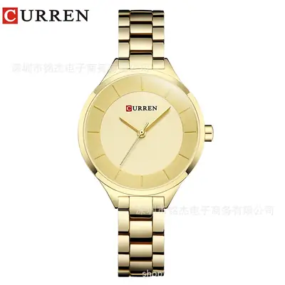 Women's Gold Quartz Watch with Clear Bracelet