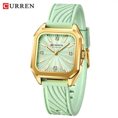 Women's Square Dial Quartz Watch with Beige Strap