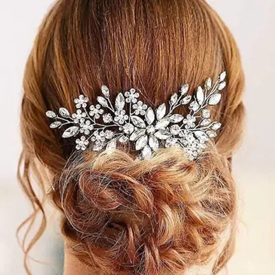 Crystal Leaf Hair Comb for Weddings & Photos