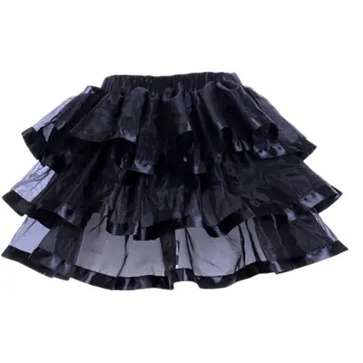 Black Red Ruffled Tiered Skirt for Women
