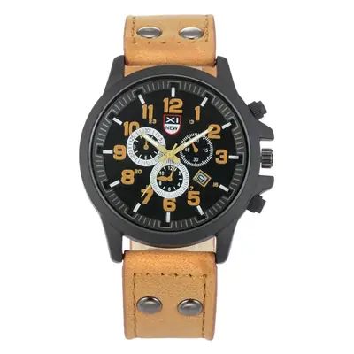 Men Military Army Leather Date Quartz Wrist Watch