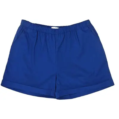 Red Elastic Waist Shorts Plus Size Cotton