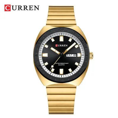 Curren Men's Gold Waterproof Calendar Watch